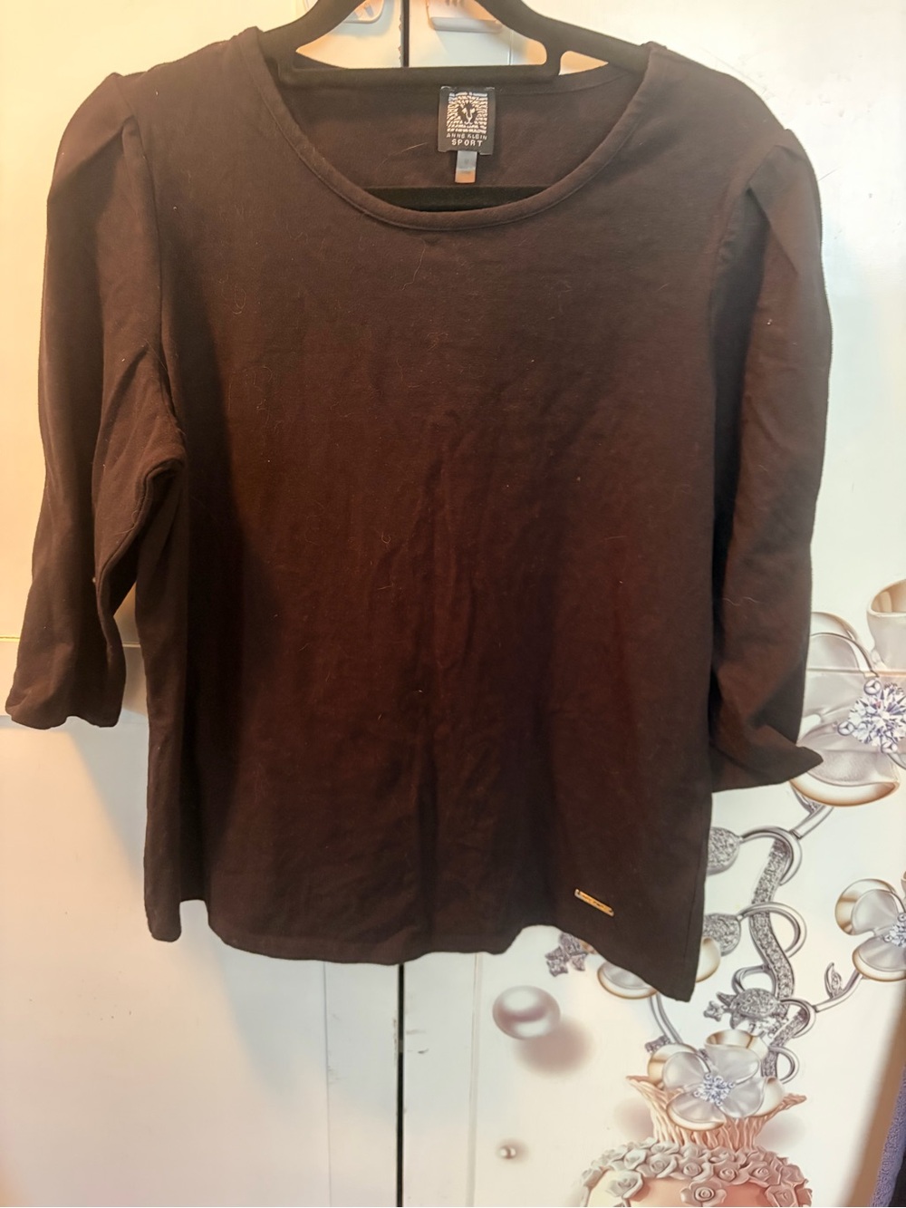 Anne Klein Sport Black Crewneck Top
